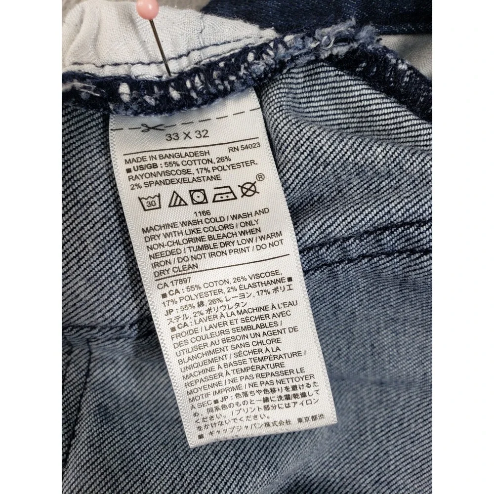 Banana Republic Men Jean 33X32 Blue Denim Slim Straight Leg Mid Rise Stretch‎
